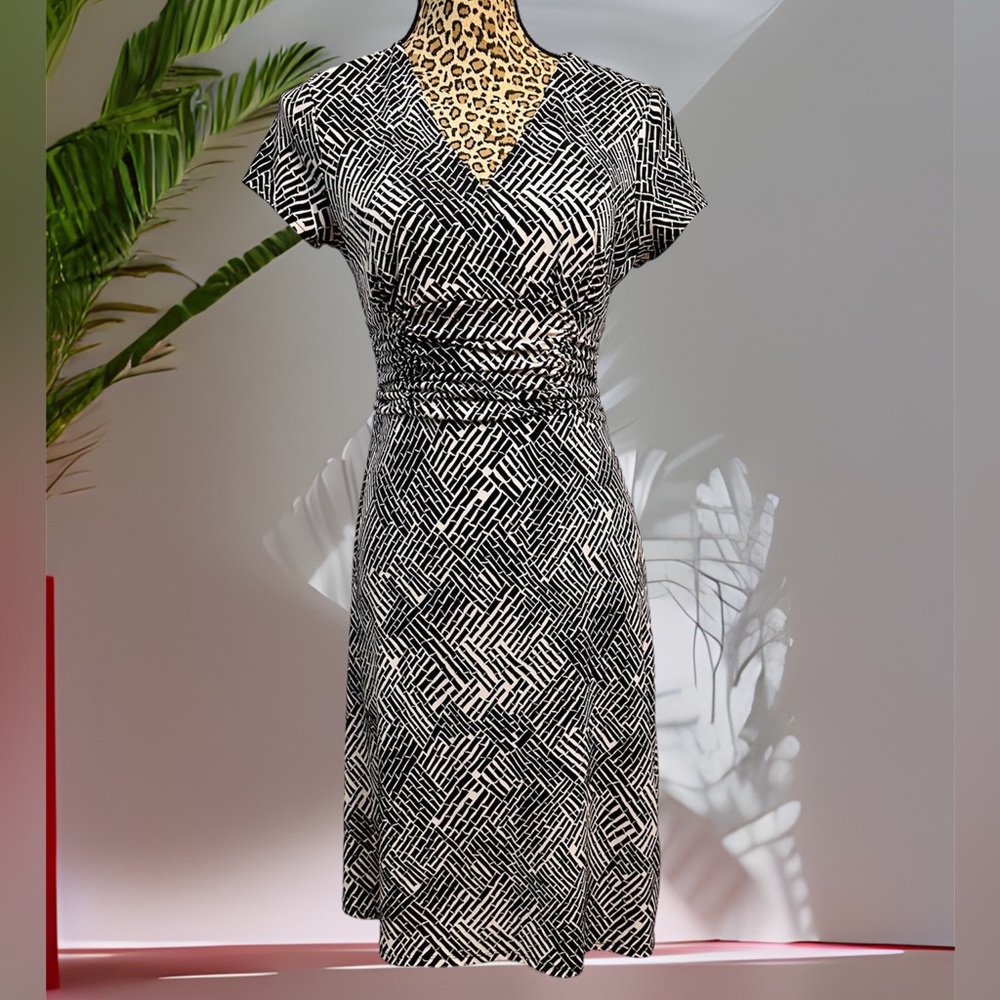Ann Taylor Black White Print Dress Size 4